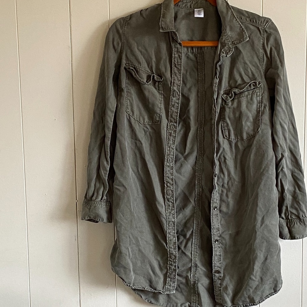 Army Green Oversized Button Up